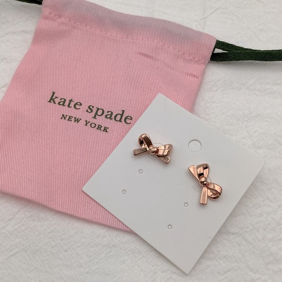 Kate Spade Rose Gold Bow Pierced Earrings - Picture 3 of 3